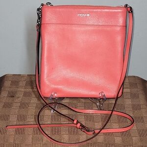 Coach Coral-Pink Leather Crossbody Bag